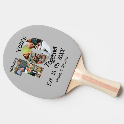 カスタム創立10周年記念11写真結婚コラージュ 卓球ラケット (横)