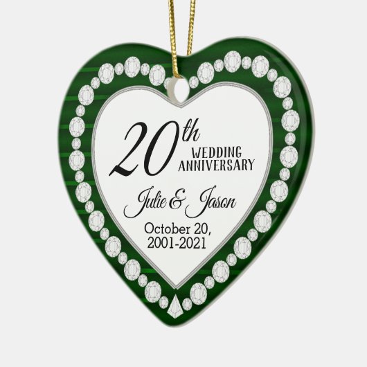 カスタム創立20結婚周年 |エメラルドグリーン セラミックオーナメント (左)