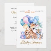 カスタム動物の赤ちゃんシャワー 招待状 (正面/裏面)