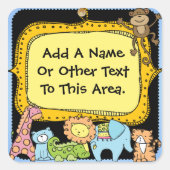 カスタム動物園の動物ゾウGiraffeライオンのシール スクエアシール (正面)