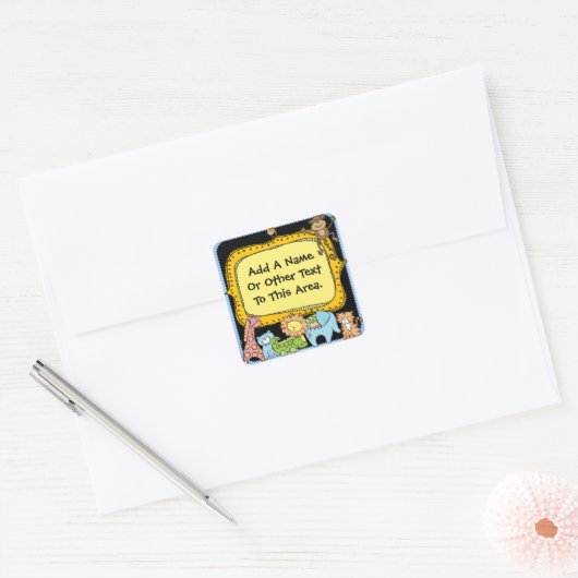 カスタム動物園の動物ゾウGiraffeライオンのシール スクエアシール (封筒)