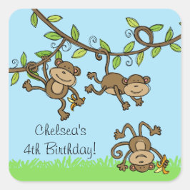 カスタム動物猿のステッのまわりにカー スクエアシール