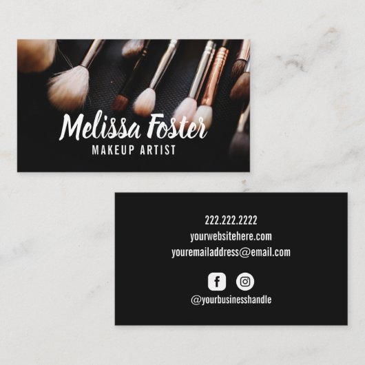 カスタム化粧ブラシ化粧アーティスト名刺 名刺 (正面/裏面)