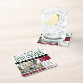 カスタム北極新聞クリスマス写真 スクエアペーパーコースター (インサイチュ)