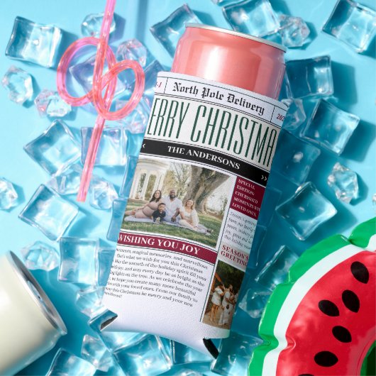 カスタム北極新聞クリスマス写真 スリム缶クーラー (インサイチュ 夏)