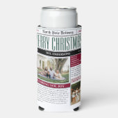 カスタム北極新聞クリスマス写真 スリム缶クーラー (Seltzer正面)