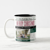 カスタム北極新聞クリスマス写真 ツートーンマグカップ (左)