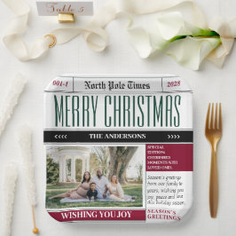 カスタム北極新聞クリスマス写真 ペーパープレート