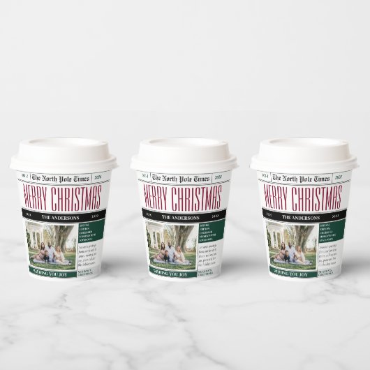 カスタム北極新聞クリスマス写真 紙コップ (複数)