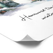 カスタム北欧の雪の緑の冬のシーンウォーターカラー ポスター (角)