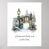 カスタム北欧の雪の緑の冬のシーンウォーターカラー ポスター (正面)