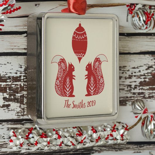 カスタム北欧リス広場クリスマスオーナメント メタルオーナメント