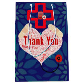 カスタム医師ありがとう。名前とメッセージ ミディアムペーパーバッグ (正面)