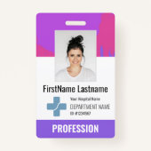 カスタム医師、ナース、保健助手の写真ID バッジ (正面)