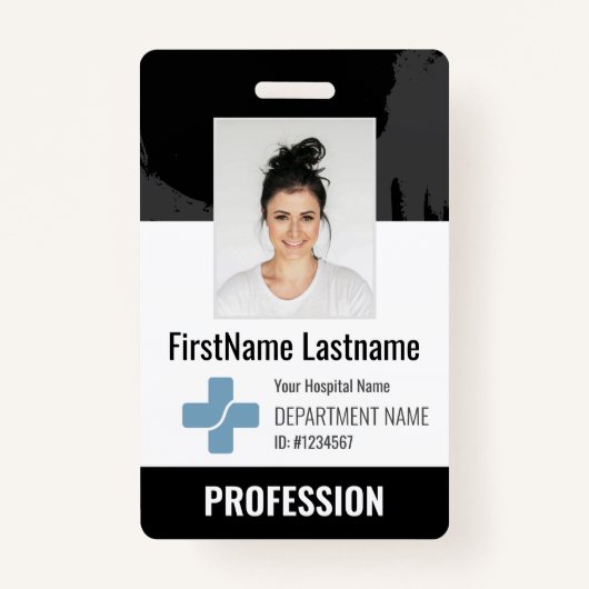 カスタム医師、ナース、保健助手の写真ID バッジ (正面)