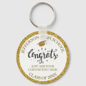 カスタム卒業おめでとう20XXの卒業金ゴールド キーホルダー (正面)