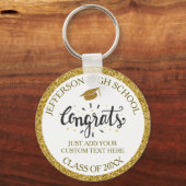 カスタム卒業おめでとう20XXの卒業金ゴールド キーホルダー (正面)
