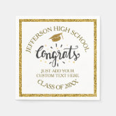 カスタム卒業おめでとう20XXの卒業金ゴールド スタンダードカクテルナプキン (正面)