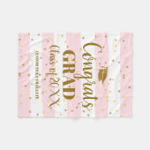 カスタム卒業おめでとう20XXクラスおもしろい フリースブランケット (正面(横))