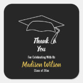 カスタム卒業キャップ卒業ありがとう スクエアシール (正面)