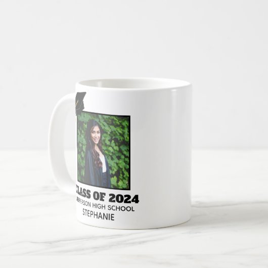 カスタム卒業シニアポートレート写真記念 コーヒーマグカップ (正面左)