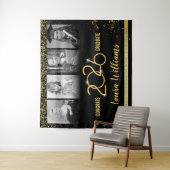 カスタム卒業バナー写真コラージュブラック金ゴールド タペストリー (インサイチュ)