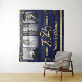 カスタム卒業バナー写真コラージュブルー金ゴールド タペストリー (インサイチュ)