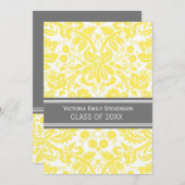 カスタム卒業パーティー招待状イエローグレー 招待状 (正面/裏面)
