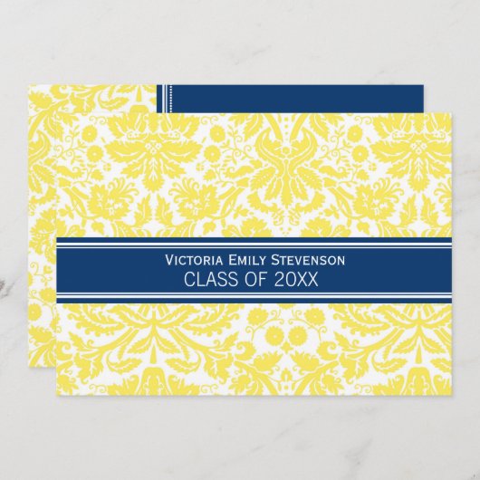 カスタム卒業パーティー招待状イエローブルー 招待状 (正面/裏面)