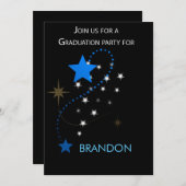 カスタム卒業パーティー招待状スターズオン 招待状 (正面/裏面)