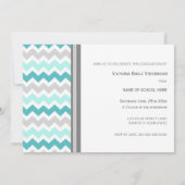 カスタム卒業パーティー招待状ティール(緑がかった色)シェブロン 招待状 (裏面)