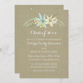 カスタム卒業パーティー招待状バーラップフローラ 招待状 (正面/裏面)