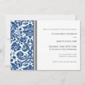 カスタム卒業パーティー招待状ブルーグレー 招待状 (裏面)