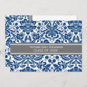 カスタム卒業パーティー招待状ブルーグレー 招待状 (正面/裏面)