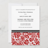 カスタム卒業パーティー招待状レッドブラック 招待状 (裏面)