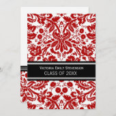 カスタム卒業パーティー招待状レッドブラック 招待状 (正面/裏面)
