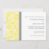 カスタム卒業パーティー招待状レモングレー 招待状 (裏面)