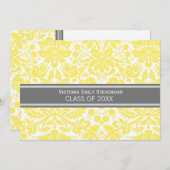 カスタム卒業パーティー招待状レモングレー 招待状 (正面/裏面)