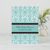 カスタム卒業パーティ招待状カードティール(緑がかった色) 招待状 (スタンド正面)