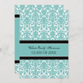 カスタム卒業パーティ招待状カードティール(緑がかった色) 招待状 (正面/裏面)