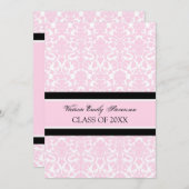 カスタム卒業パーティ招待状カードピンク 招待状 (正面/裏面)
