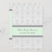 カスタム卒業パーティ招待状カードミントグレー 招待状 (正面/裏面)