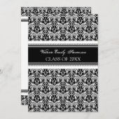 カスタム卒業パーティ招待状カード黒 招待状 (正面/裏面)