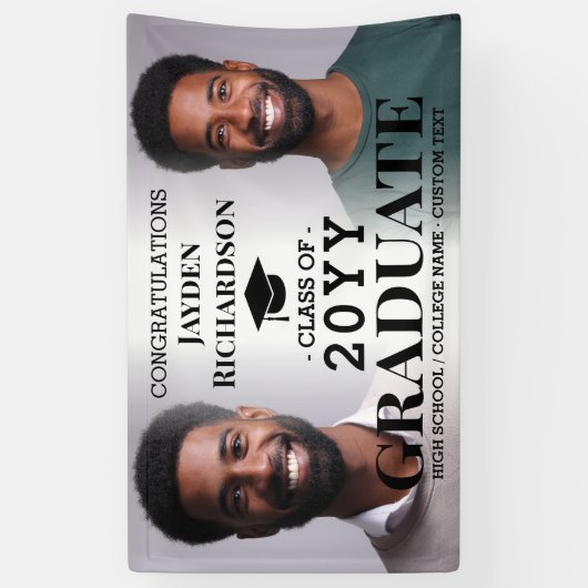 カスタム卒業写真コラージュグラードおめでとう 横断幕 (縦)