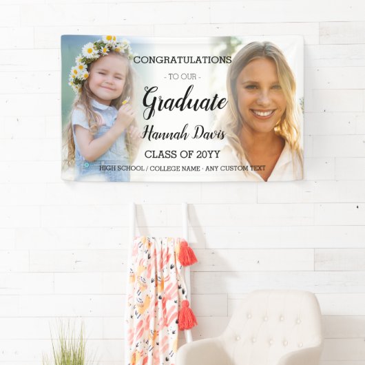 カスタム卒業写真コラージュ筆跡 横断幕 (インサイチュ)