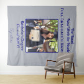 カスタム卒業写真ネイビーブルーバックドランドバナー タペストリー (インサイチュ(横))