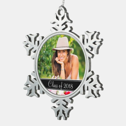 カスタム卒業写真ホリデーオーナメント スノーフレークピューターオーナメント (右)