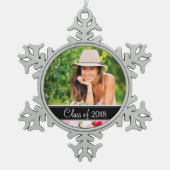 カスタム卒業写真ホリデーオーナメント スノーフレークピューターオーナメント (正面)