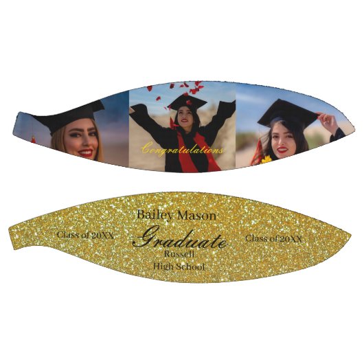 カスタム卒業写真金ゴールド名バスケットボール バスケットボール (パネル)