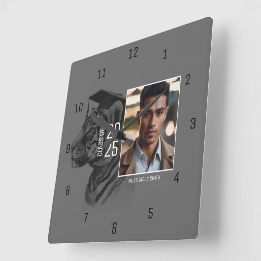 カスタム卒業写真 スクエア壁時計 (傾斜)